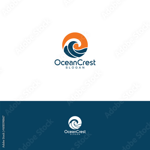 Ocean wave logo design template