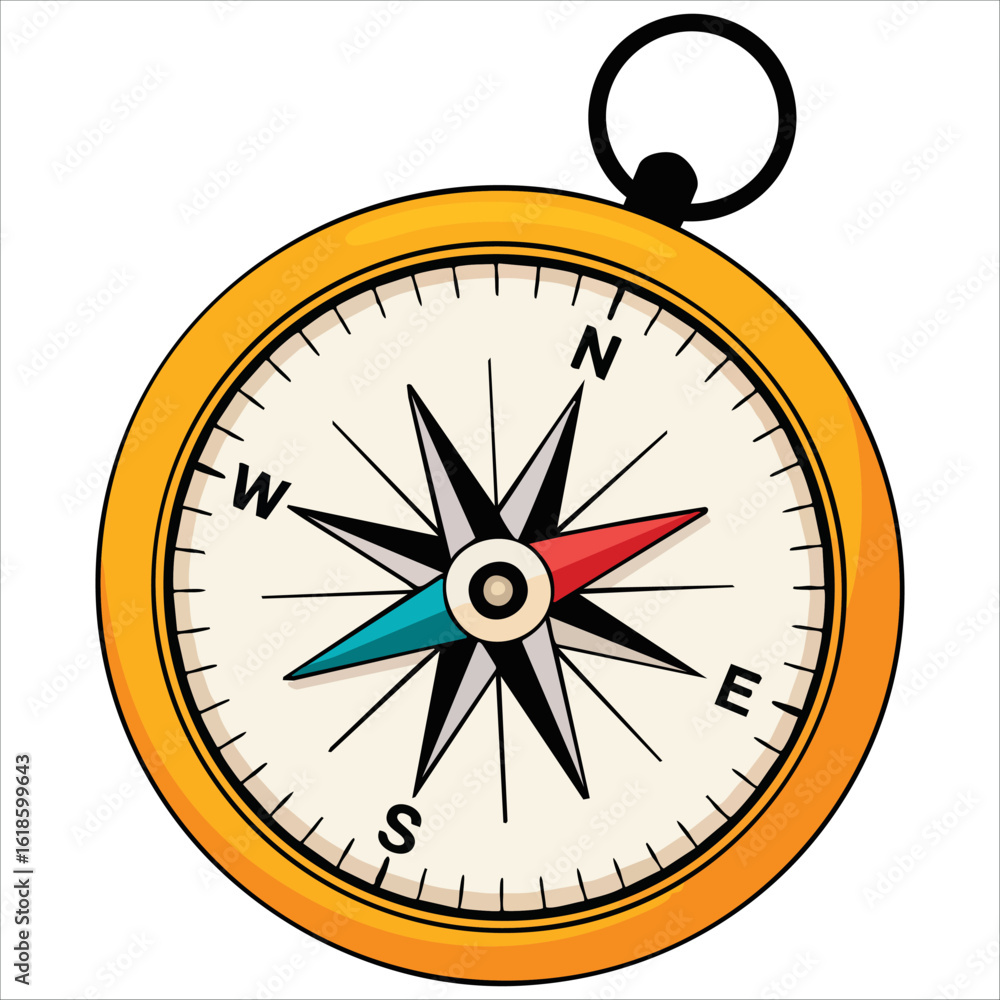 Compass vector icon stock illustration representing navigation, terrain orientation and direction, ideal for travel and adventure themed designs Compass vector icon stock illustration representing navigation, terrain orientation and direction, ideal for travel and adventure themed designs