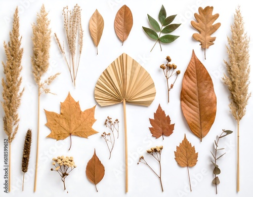 Flat lay of dried autumnal botanicals