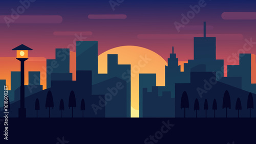 Dynamic Aerial View of a City as Night Turns to Day