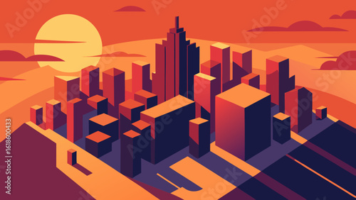 Dynamic Aerial View of a City with a Dense Urban Core