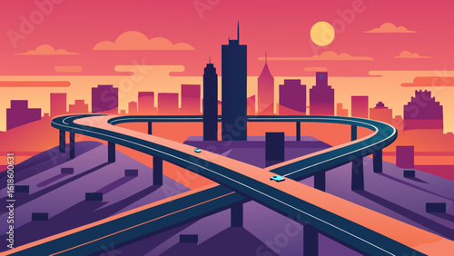 Complex Aerial View of a City with a Vast Highway Network