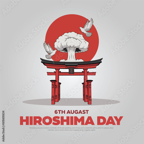 Hiroshima Day Vector Illustration | 6 August Japan Peace Poster, Memorial Skyline Design & Historical Remembrance Graphic for Awareness

