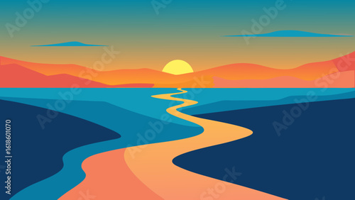 Dynamic Aerial View of a River Delta Meeting the Sea