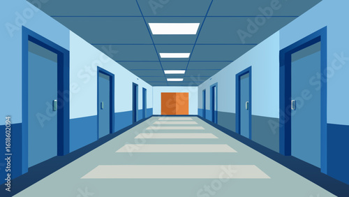 Sleek Empty Clean Hallway within a Modern Office Building Structure