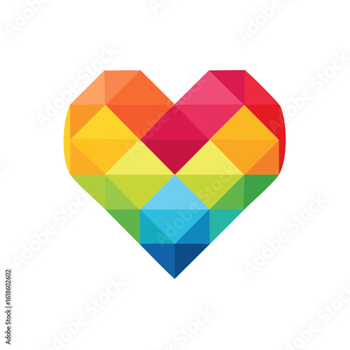 Colorful Heart Icon Isolate...