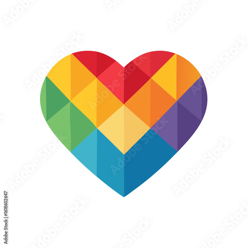 Colorful Heart Icon Isolate...
