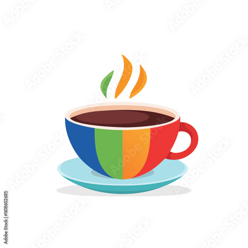 Colorful Cup of Coffee Icon Isolated on a Transparent Background