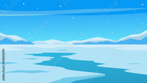 Wide Open Expanse of a Frozen Tundra Landscape