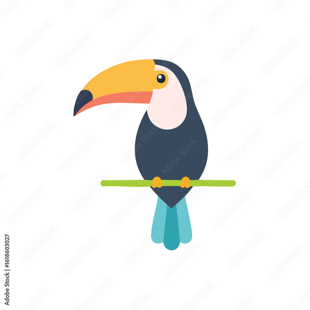 Fototapeta premium Colorful Toucan Bird Icon Isolated on a Transparent Background