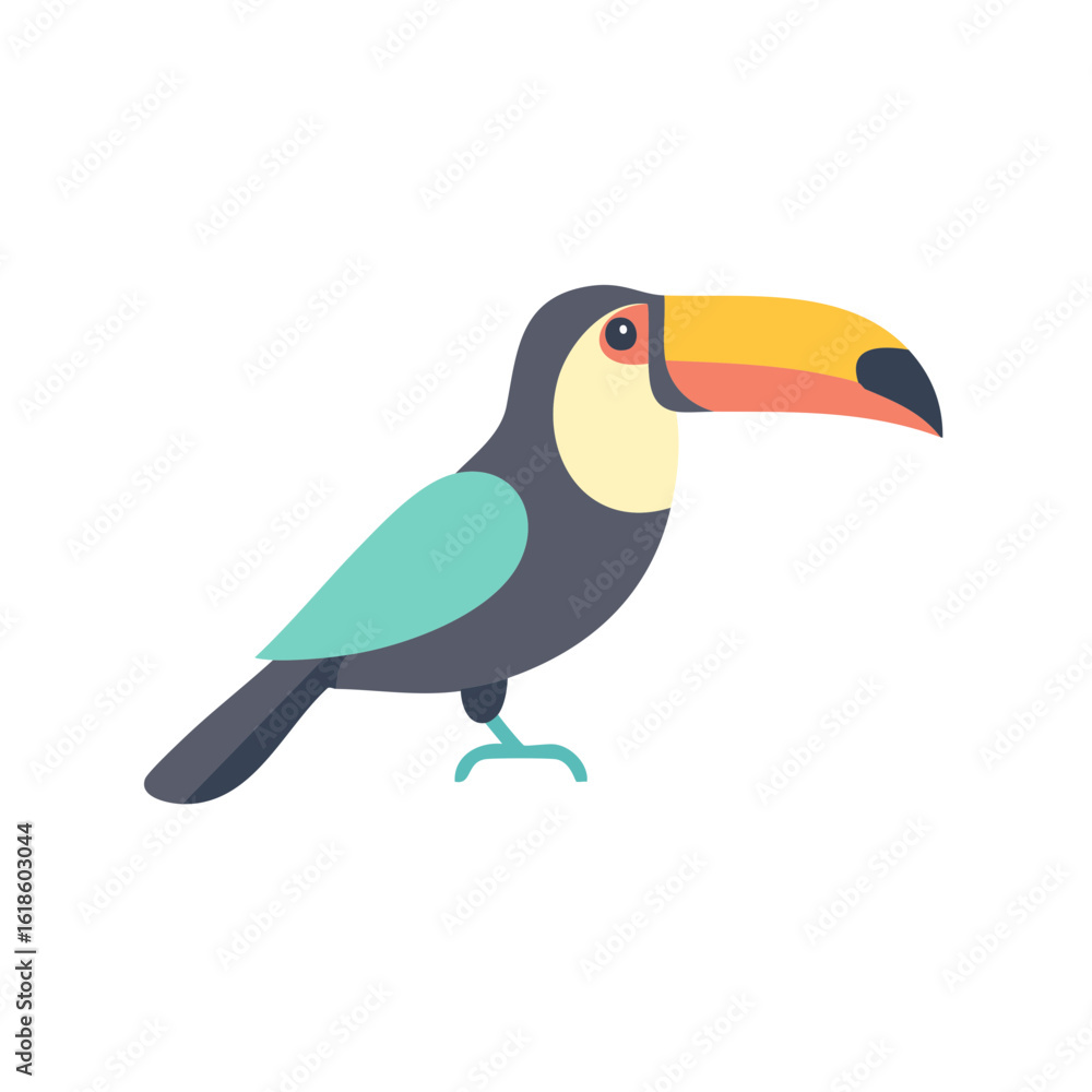 Fototapeta premium Colorful Toucan Bird Icon Isolated on a Transparent Background