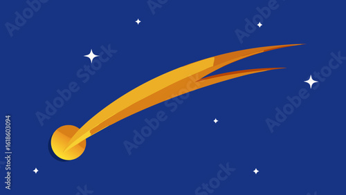 Wide Open Sky with a Bright Comet and Its Long Tail