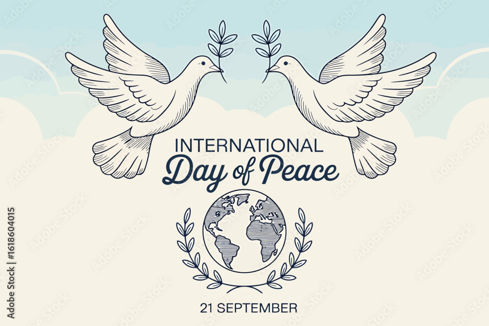 Obraz premium Doves and globe symbolize international day of peace celebration