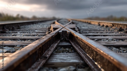 Railroad tracks diverging into the distance