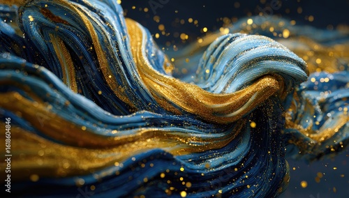Wallpaper Mural Abstract swirling textures of gold and blue Torontodigital.ca