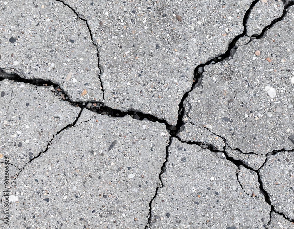 Obraz premium Cracked gray concrete pavement