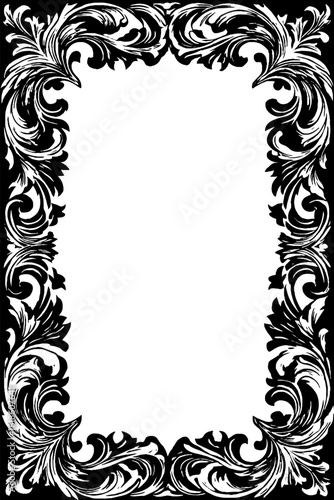 Vintage baroque frame design in black and white for elegant decoration or classic invitation