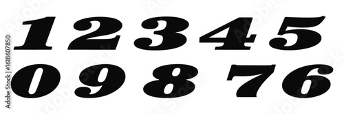 Set of start racing numbers for car and bike competitions