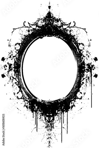 Abstract frame with funerary symbols and decayed gothic art design for creative projects