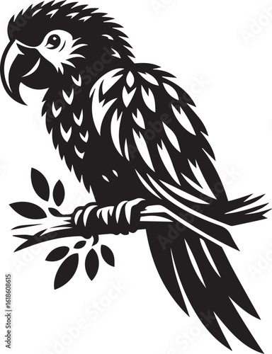 Bird Parrot Logo Vector Black Silhouette Illustration