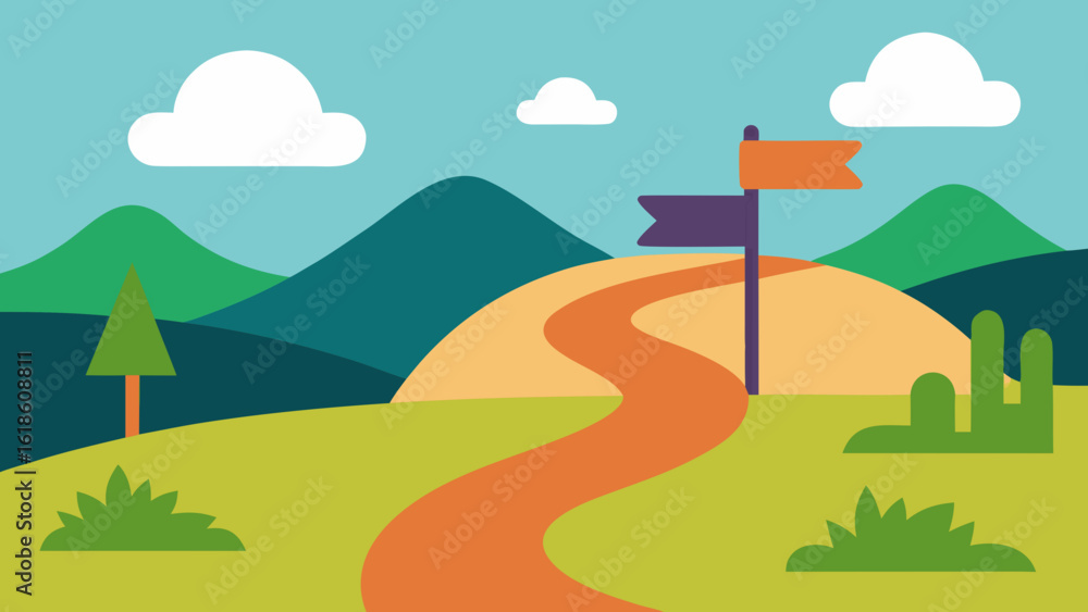 Fototapeta premium Expansive hilly nature reserve with clear signposts winding trails and views