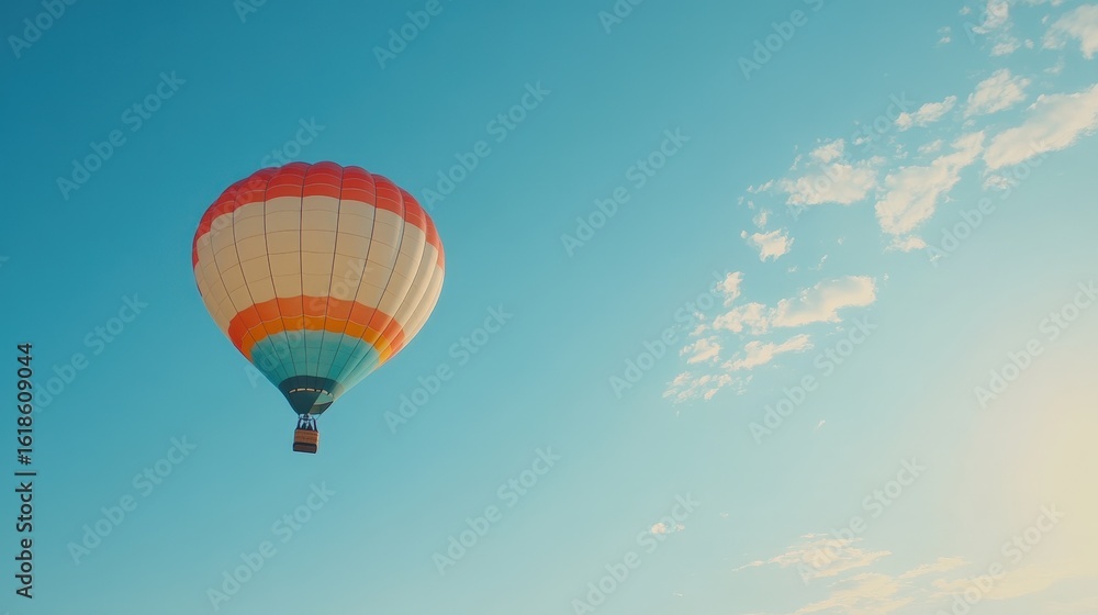 Fototapeta premium Colorful hot air balloon soaring in a clear sky