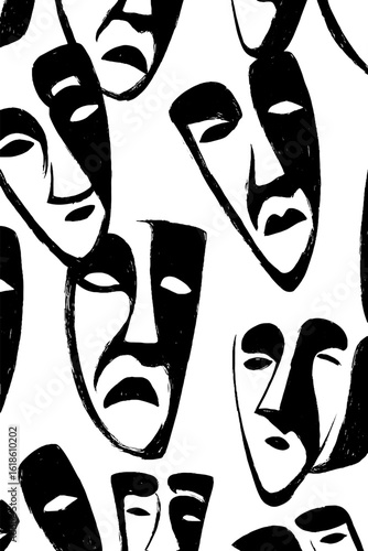Abstract pattern of comedy and tragedy masks for theater design