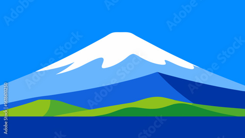 Mountain with a Blue Sky Seen from a Distance Majestic Natural View