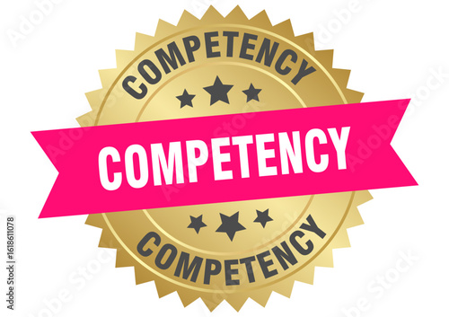 competency. competency round pink and gold label isolated on transparent background