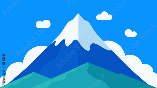Mountain with a Clear Blue Sky Dotted with a Few Clouds Scenic View
