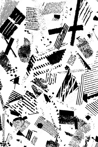 Abstract geometric pattern with stage props and ornate costume elements for creative backgrounds
