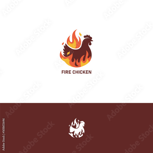 Fire chicken logo design template