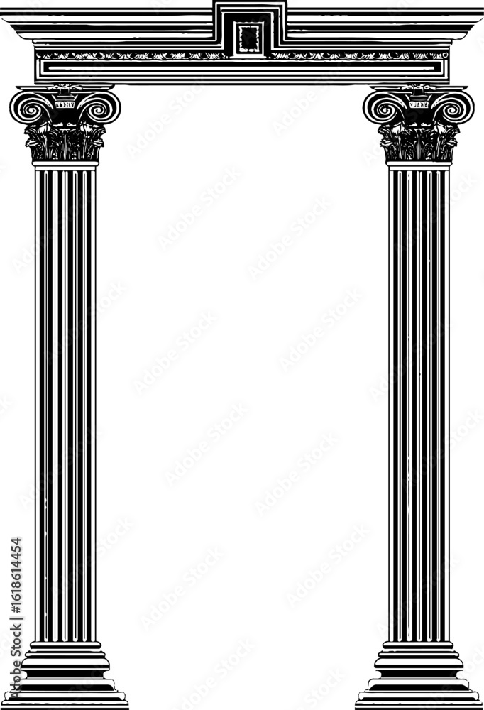 Fototapeta premium Classical architectural frame with stylized columns and lintel for design