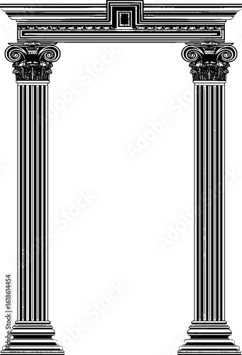 Classical architectural frame with stylized columns and lintel for design