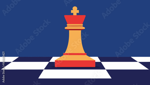 Symbolic Single Elegant Chess Piece on Empty Game Board