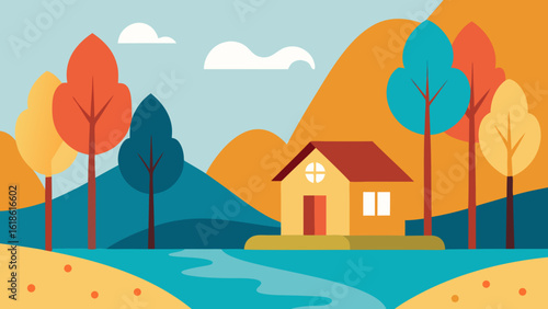 Cozy Small House Nestled by Gently Flowing River Tranquil Retreat
