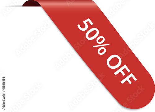 50% OFF – Red corner banner