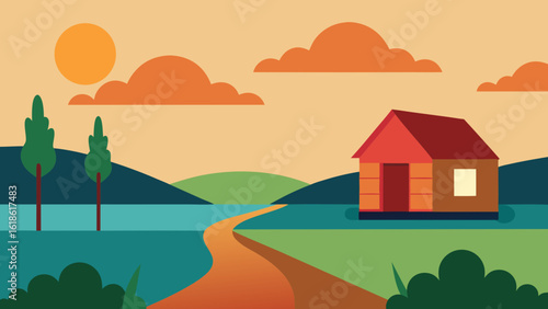 Charming Small House by River with Lush Vegetable Patch for Gardening