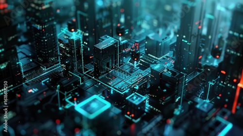 Digital futuristic cityscape