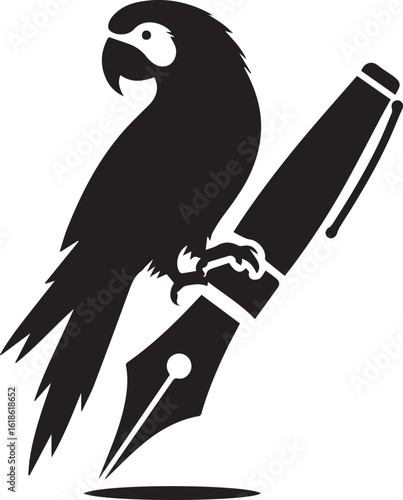 Bird Parrot Logo Vector Black Silhouette Illustration