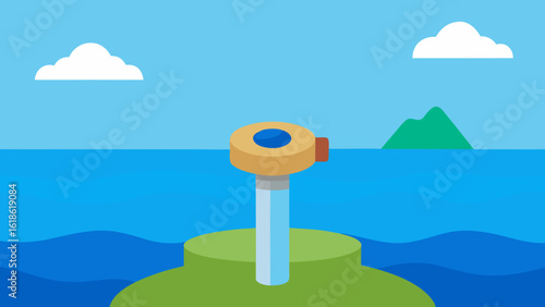 Panoramic view of a distant island from a high vantage point