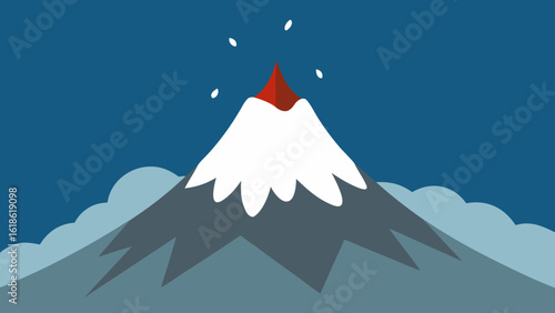 Intense view of a distant powerful avalanche natural force snow
