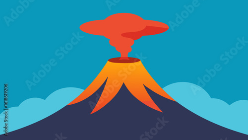 Dramatic view of a distant powerful volcanic steam vent geothermal