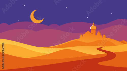 Mysterious view of a distant shimmering mirage in the desert illusion