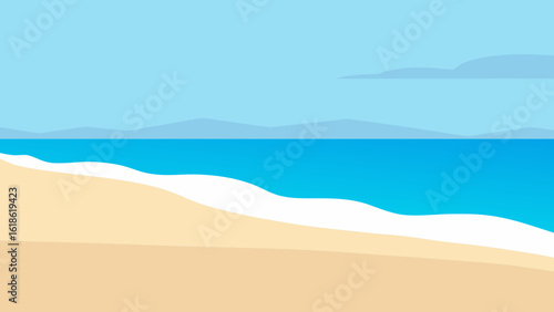 Pristine wide empty beach with fine white sand tranquil paradise