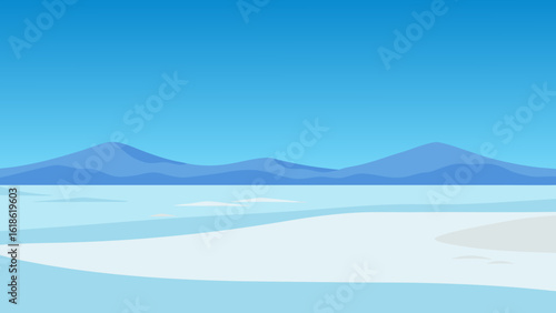 Frozen wide empty expanse of a high windswept arctic tundra landscape