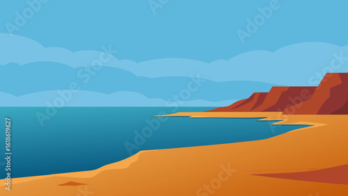 Desolate wide empty expanse of a rocky barren coastline rugged beauty