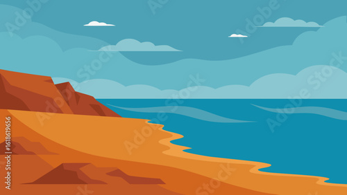 Dramatic wide empty expanse of a rocky storm battered coastline