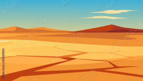 Vast open expanse of a cracked dry lakebed arid desolate landscape