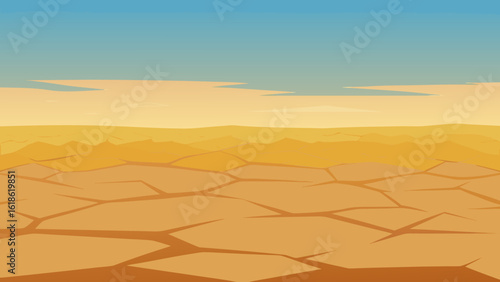 Expansive open expanse of a cracked dry playa arid flat landscape